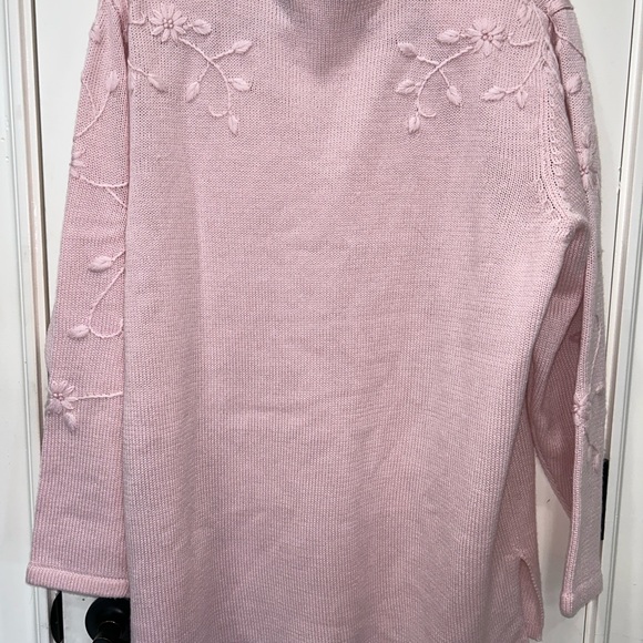 Karen Scott 2X Oversized Floral Embroidery Femme Turtle Neck Long Sleeve Sweater - Picture 7 of 11